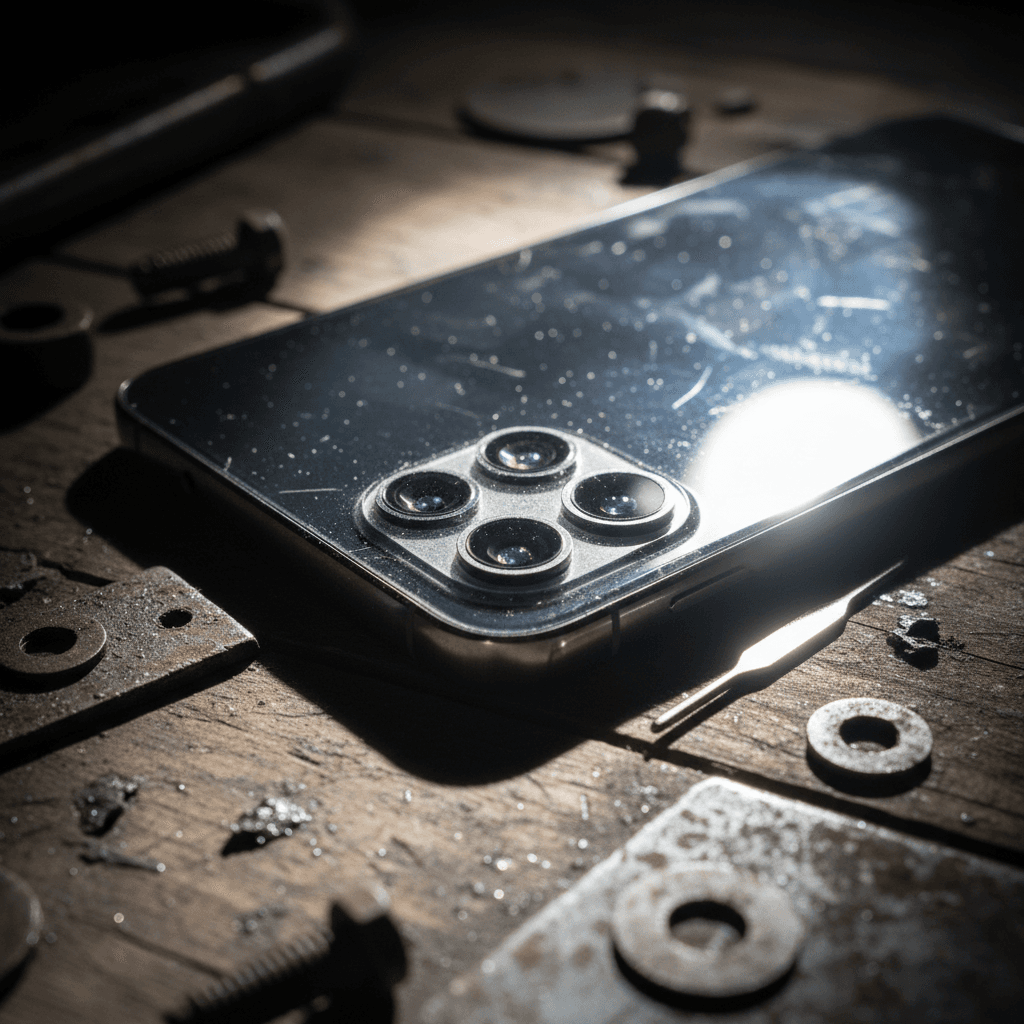 Smartphone on a repair bench