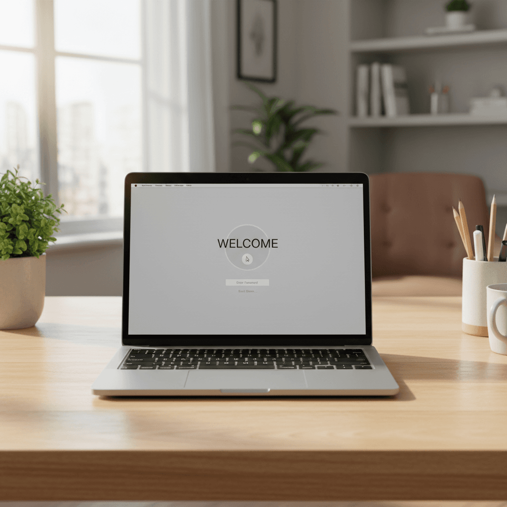 A refurbished MacBook on a wooden desk in a bright home office