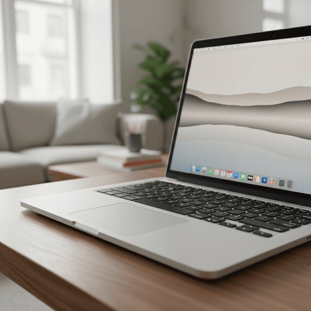 Refurbished MacBook on a wooden desk