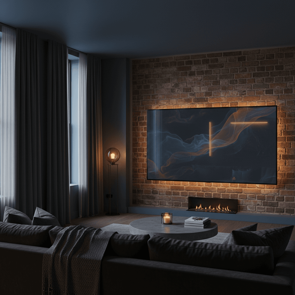 Mounted television in a London living room