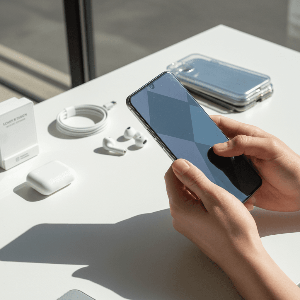 Refurbished smartphone in hand